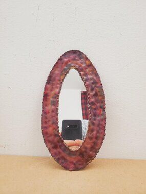 Vintage metal Wall Hanging Glass Mirror Decorative Cloakroom circa 1950-60's /